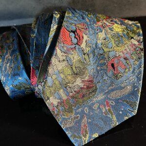 Missoni Monet Mens Tie Silk Neckwear Floral Blue Painterly Asian Kimono BLue